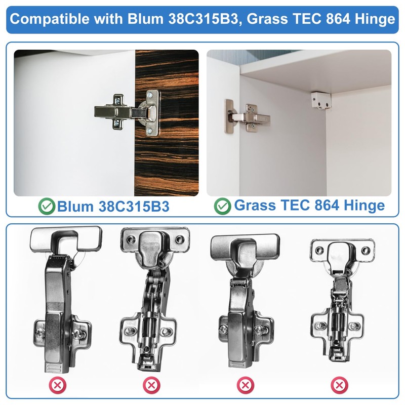 40pcs Cabinet Restrictor Clips, Cabinet Hinge Restriction Clips for Grass