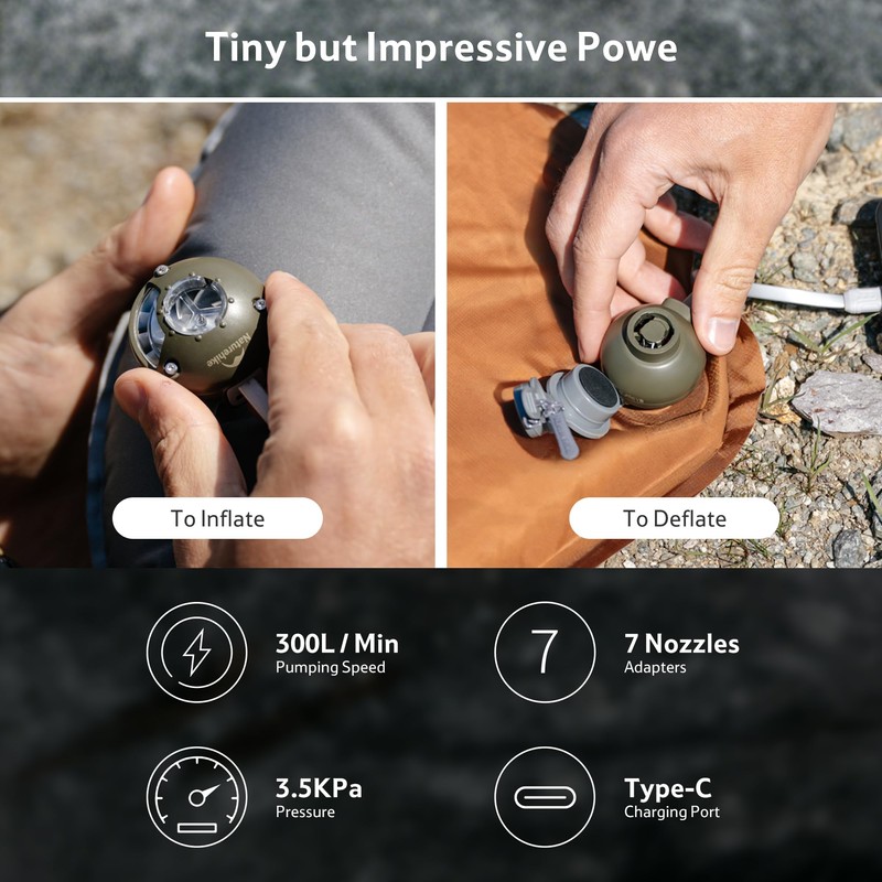 Naturehike Air Pump for Inflatables, 1.02oz Ultralight Portable Mini Air