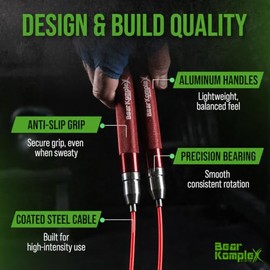 Bear KompleX Aluminum Speed Jump Rope is Great for Crossfit, Double Unders, Boxing, Fitness & Conditioning. Lightweight Cable Combined with The Durabl