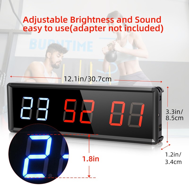 PELLOR Gym Timer, Gym Clock, LED Countdown Countdown Digital Wall