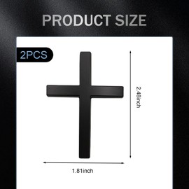 Ferianl Metal Cross Badge Decal, 2.5"×1.8" Alloy 3D Cross Auto Decal, Self-Adhesive Metal Optical Decal Badge for Trunk Rear Fender Side Fender (Black)