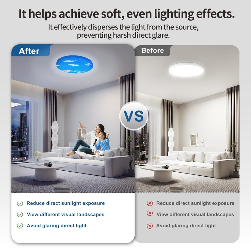 CASAZEN 12" Ceiling Light Cover, 1 Pcs Flush Mount Light