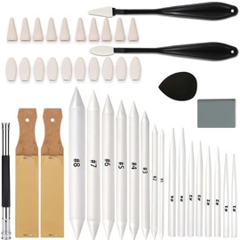 43 Pcs Blending Stumps for Drawing Tortillions Blending Sticks Paper Art Blenders Sketch Drawing Tools with Wipe Scrapers Rub Sponge Kneaded Eraser for Charcoal Sketching Shading