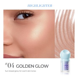 SACE LADY Highlighter Makeup, Liquid Highlighter Blendable & Long Lasting, Natural 3D Cream Highlight for Face Eyes Lips (Golden Glow, 0.13Oz)