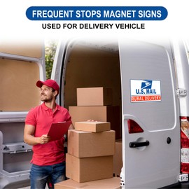 1 Pack US Mail Magnetic Car Signs for Rural Carrier, Heavy Duty Reflective Vehicle Door Magnets for Rural Postal Service, Frequent Stops Magnet for Delivery Trucks (White 1 Pack)