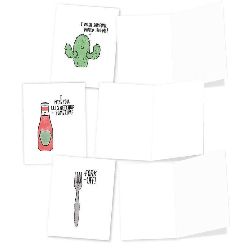 Fun Puns: 20 Assorted Blank All Occasions Notecards Depicting Fun