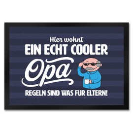 Cool Grandpa Doormat in 35 x 50 cm with Saying "Regeln sind was für Eltern ein lustiger Türmat" for the Entrance Door Father's Day Cool Door Mat Grandson Door Scraper Door Grandpa