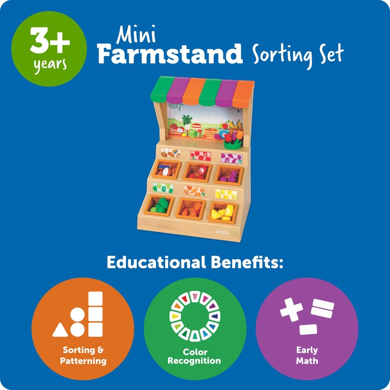Learning Resources Mini Farmstand Sorting Set, Play Food Sets for