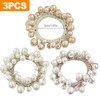 OioTuyi 3 Stück Elegante Glitzer Perlen Haargummis | Elastische Zopfgummis