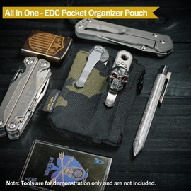 VIPERADE VE17 Small EDC Pouch, EDC Pocket Organizer with DIY Patch Area, Mini EDC Pouch with Zipper Pocket, Small Card Pocket, 3 Slots Pocket for EDC