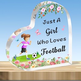 JMIMO Football Gifts for Girls Cut Football Player Gifts Acrylic Plaque Just A Girl Who Loves Football