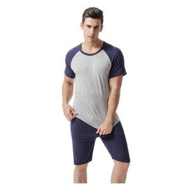 G.N Dreamer Men's Pyjamas Sets Short Pajama for Men Cotton Sleepwear T-Shirt Classic Pjs Sets Blue