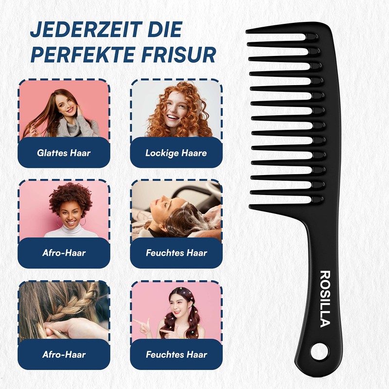 ROSILLA 24.5cm Curling Comb for All Hair Types Without Tearing
