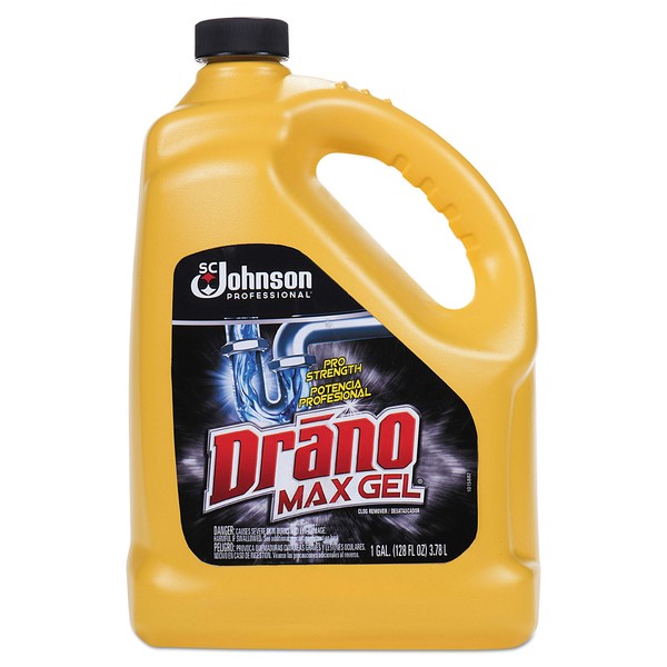 Drano 696642EA Max Gel Clog Remover, Bleach Scent, 128 oz Bottle