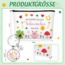 Xuniea Good Luck Gift Set Clover Leaves Lucky Charm Keyring Lucky Pig Cosmetic Bag Courage Thank You Gift for Friend Birthday Christmas Farewell Gift Colleagues, As shown in the picture