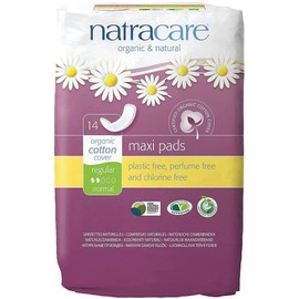 Natracare Natural Feminine Traditional Style Maxi Pads, Regular, Individually Wrapped, Without Wings in Plant-Based Bag (1 Pack, 14 Pads Total)