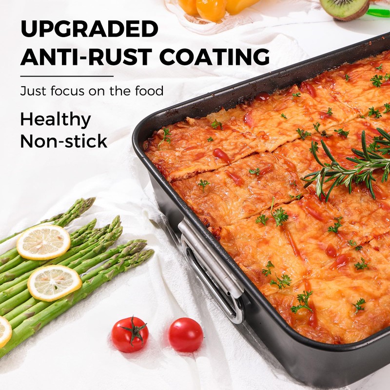 HONGBAKE Lasagna Pan 3 Inch Deep, 15x10" Baking Pan for