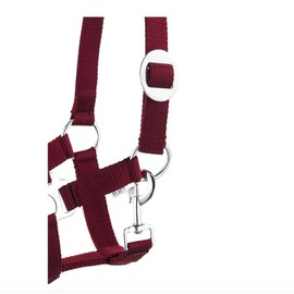 Halter Lead Rope Set with Carabiner Hook Adjustable Horse Halter Horse Wooden Horse Tie Rope (Panic Hook Wine, Pony)