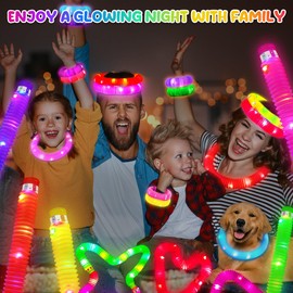 24 Pcs Large Glow Sticks for Kids,Light Up Party Favors Pop Toys,Glow In The Dark Bulk Classroom Supplies,Led Necklace Bracelet Goodie Bag Stuffers Neon Decor for Birthday Camping Dance 4th of July