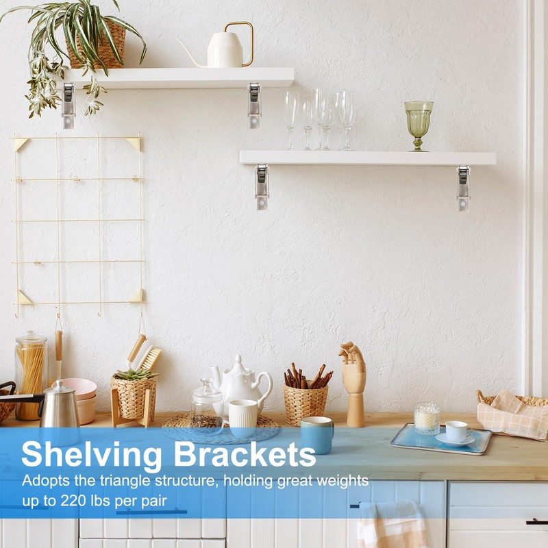 PATIKIL Folding Wall Shelf Brackets 13", 2 Pack Heavy Duty