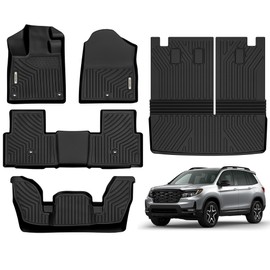 OEDRO Floor Mats & Trunk Mat with Backrest Mat Fit for Honda Pilot 2025 2024 2023,Custom Fit TPE All Weather Floor Liners for 2025 Pilot, Back Seat Protector for Honda Pilot Accessories
