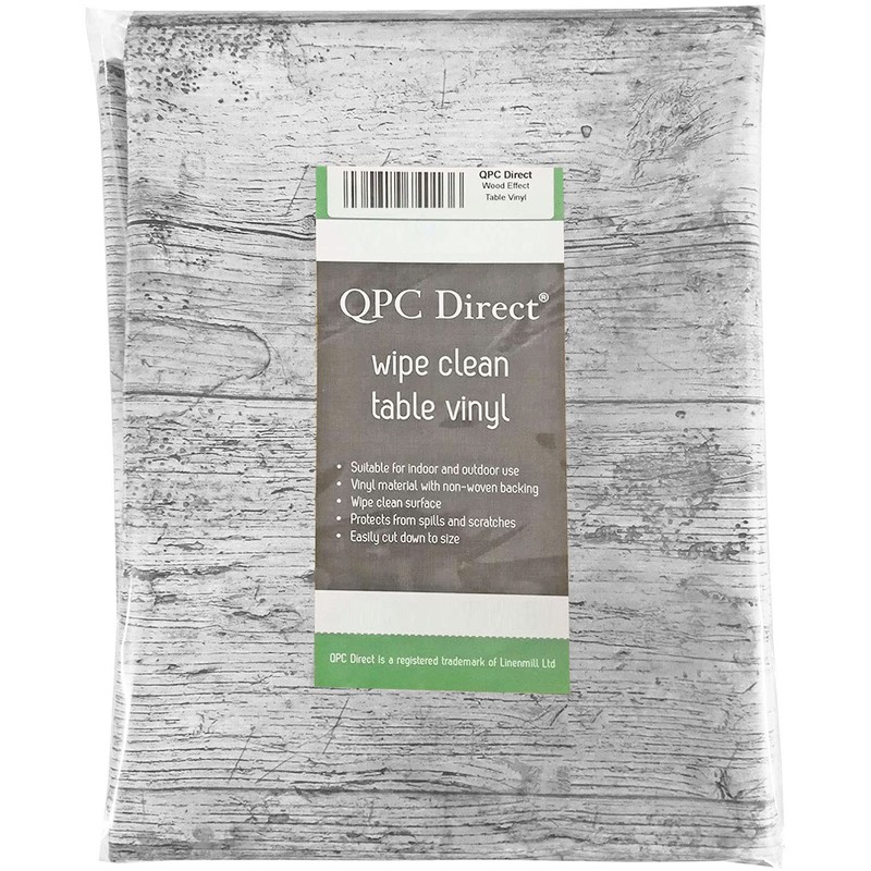 QPC Direct Wooden Plank Rustic Wood Effect Print PVC Oilcloth