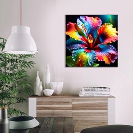 Flower Diamond Art Kits for Adults,5D Colorful Diamond Art for Beginners,DIY Full Drill Diamond Painting Kit,Home Wall Decor Diamond Painting (13.78x13.78 Inch)