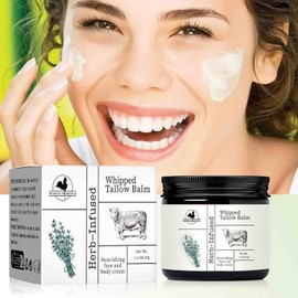 Bálsamo de Sebo de Res Batido Y Miel,Crema Facial con Acabado de Pasto de Animales Alimentados con Pasto,Bálsamo de sebo,Natural Moisturizer for Face & Body