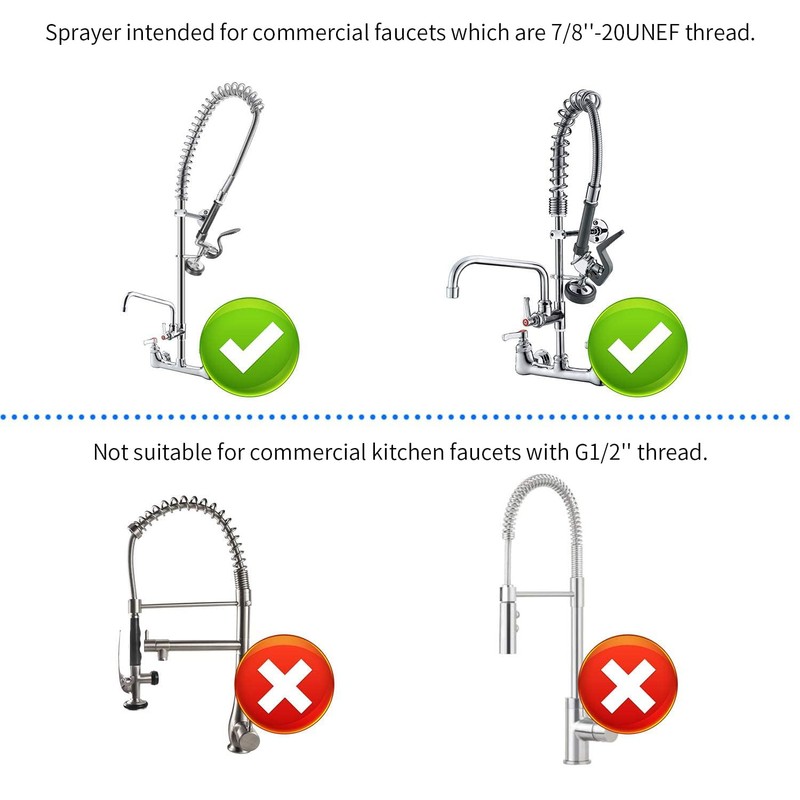 BESTJEEF Pre Rinse Sprayer Commercial Sink Faucet Spray Valve Chrome
