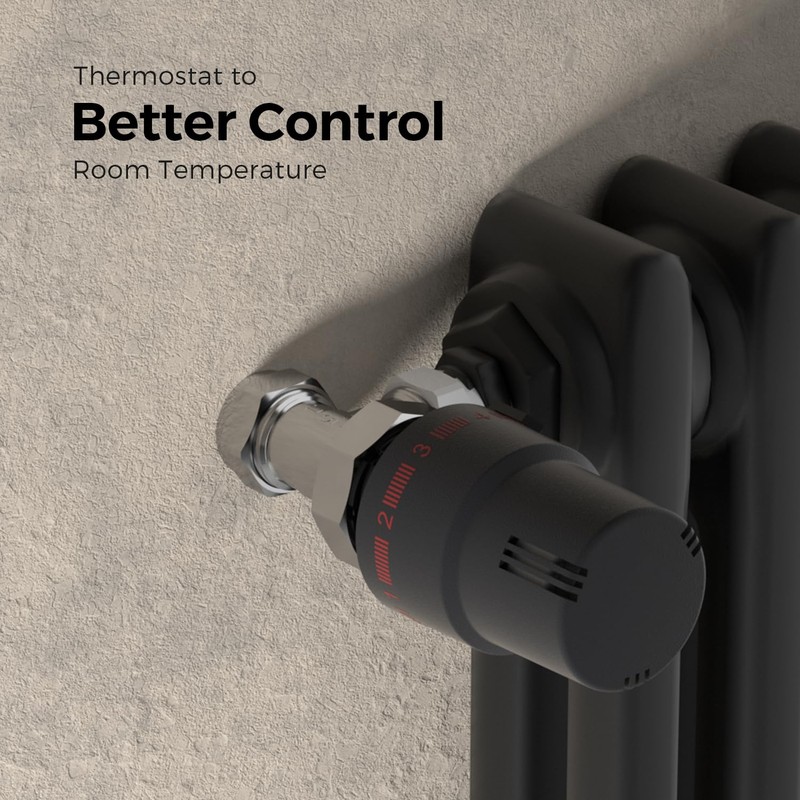 Vancoco Thermostatic Head Radiator Valve, Thermostat Heating, Heating Valve, Anthracite,