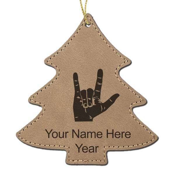 LaserGram Personalized Christmas Ornament, Sign Language I Love You, Faux