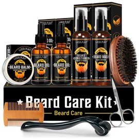 Beard Kit for Men Grooming & Care W/Beard Wash,3 Packs Beard Oil,Beard Balm Leave-in Conditioner Premium Gifts for Men Dad Husband