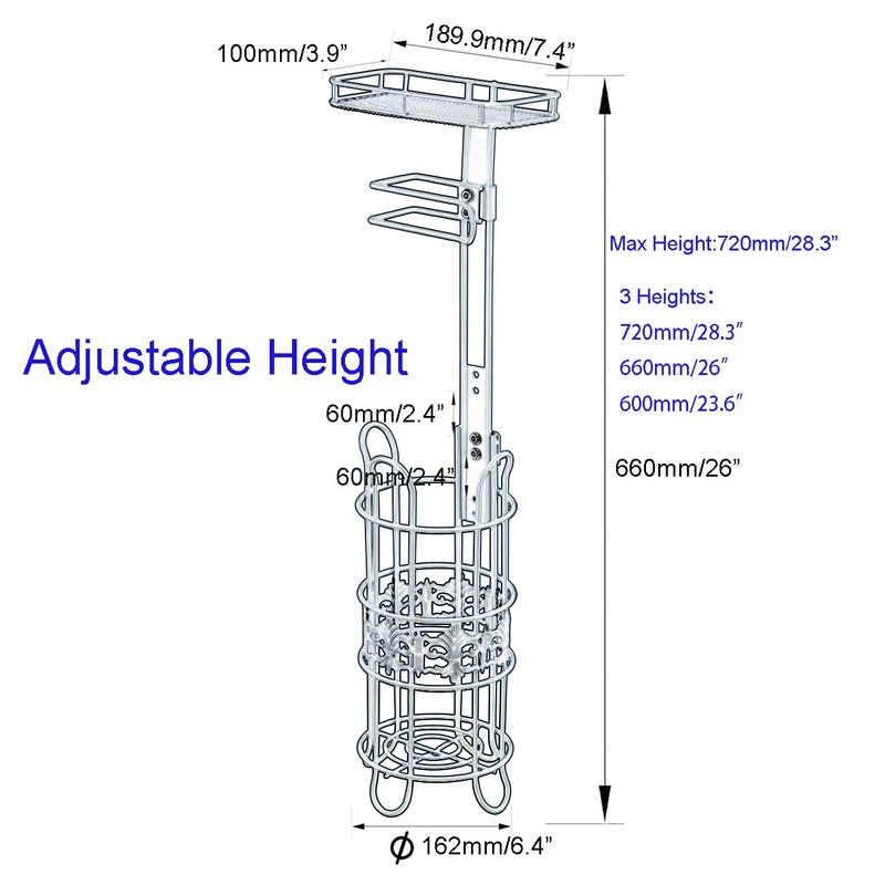 Toilet Paper Holder Free Standing, Adjustable Height, Tissue Paper Roll
