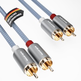audio pirates High Performance Audio RCA Cable, 2 x 2 RCA Cable, Brilliant Sound Quality, Very Robust and Durable, Coaxial Cable, RCA, Subwoofer Cable, Car (Pack of 1, 5 Metres)