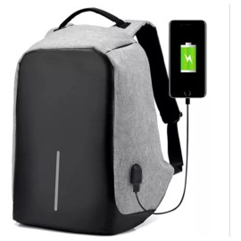 COOLSHT Mochila Antirrobo Urbana Usb Compartimento Laptop Color Gris Oscuro Con Negro