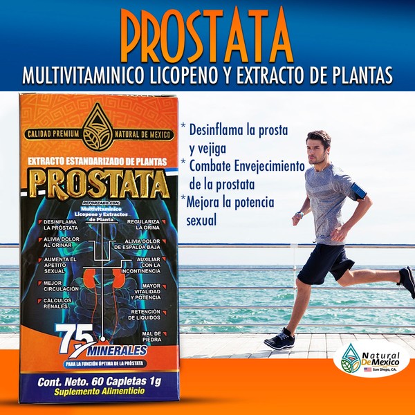 Natural de Mexico USA Próstata Suplemento Natural 60 Tabs. Multivitaminicos y Extractos de Plantas Salud Prostática