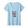 Womens Love Decorated with Rose and Skull V-Neck T-Shirt