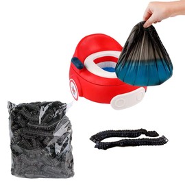 OULIGET Potty Chair Liners with Elastic, Portable Potty Training Bags, Potty Refill Liners Disposable for Toddlers Kids and Baby,Toilet Seat Cover,17x8Inches,Black,50pieces