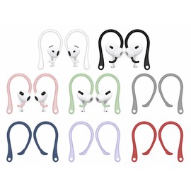 A-Focus 8 Pairs Ear Hooks for AirPods 4 3 2 1, Anti-Slip, Ergonomic Design, Clip Ergonomic Design Sport Accessories Compatible with AirPods Pro 2nd 1st Black White Pink Purple Red Green Gray Blue