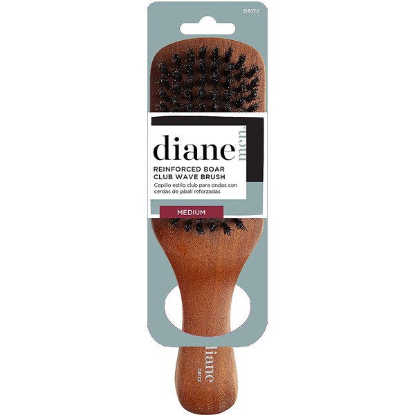 Diane medium firmness reinforced boar bristle, short handle style wave mens hair brush, d8172