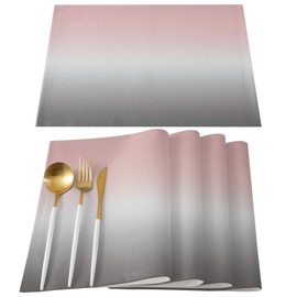 Pink Table Mats Set of 6 Ombre Placemats for Dining Table Pink and Grey Ombre Table Mats Gradient Gradual Color Table Decoration Holiday Banquet Kitchen Dining Non Slip Washable