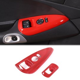 Car Window Glass Lift Switch Frame Cover Trim for Corvette C6 2005-2013 Interior Accessories,Window Glass Lift Switch Button Frame Cover, 2Pcs(Red)