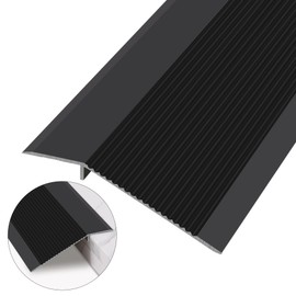 Lunghaa Aluminum Floor Transition Strip, Threshold Reducer for Doorway Ramp Tiles Laminate Planks, Bridge The Height Gap Between 0.3-1.6 inches (4.2 ft x 3.9 in, Matte Black)