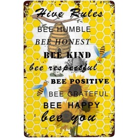 "Hippity Hoppity Vintage Frog Room Sign - 8x12 Inches Funny Metal Tin Sign for Frog Bedroom Door Decor, Retro Frog Gift for Home Room, Garden - No Trespassing Sign, Get Off My Property." - Color: honey bee decor, Size: 8x12 inch