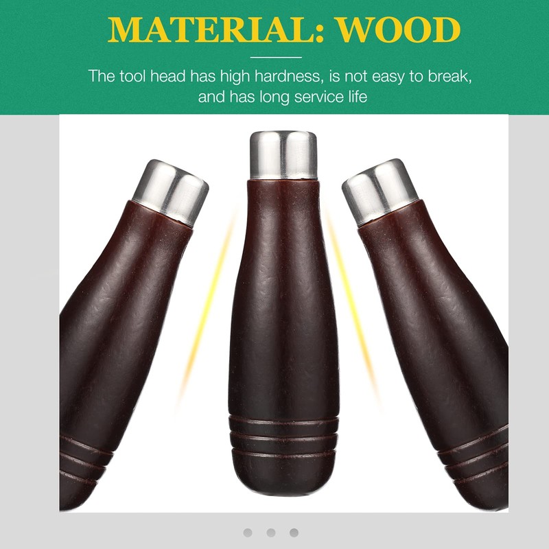 DOITOOL 3pcs Wooden File Handle with Metal Collars for Garage