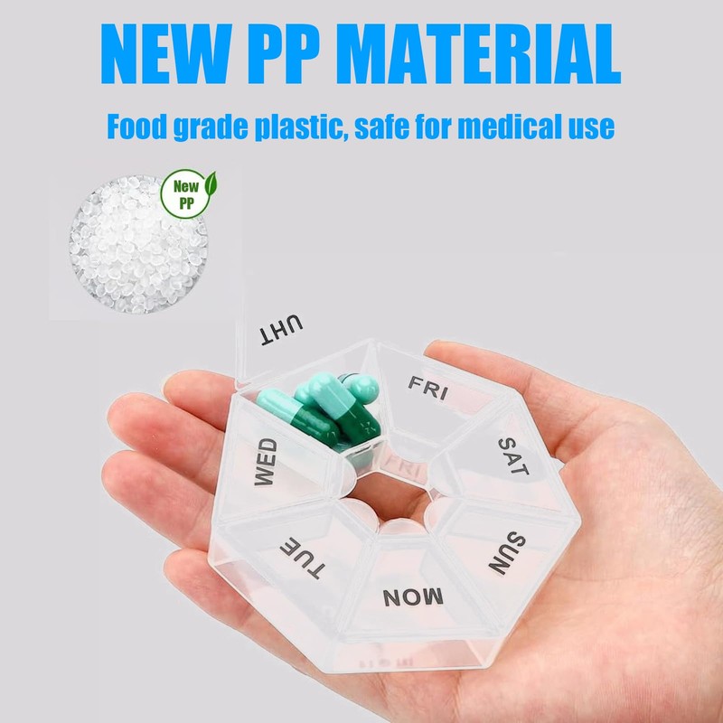 Cute Weekly Pill Organizer, 7 Day Vitamin Supplement Pill Case,