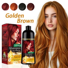 Toae Golden Brown Hair Dye Shampoo 3 in 1 for Women - Moisturizing Formula with Mild and Low Irritation, 400ml, 13.6 Fl Oz various color - Colour: Wine red