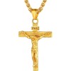 U7 Men Crucifix Cross Pendant with Chain Baptism Christian 22inch,