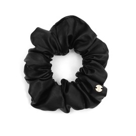 UNDERCONTROL Signature Gold Label Point Small Pleated Band Scrunchie Headband Hairband Band Made In Korea, Leather Black, Medium