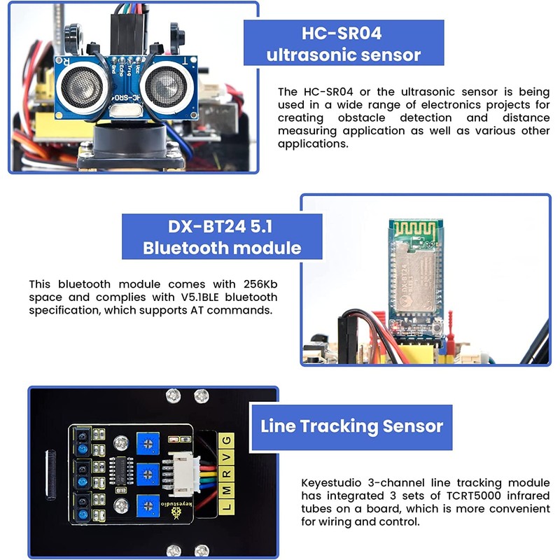 KEYETSUDIO 4WD Smart Coding Robot Car Kit for Arduino, Arduino